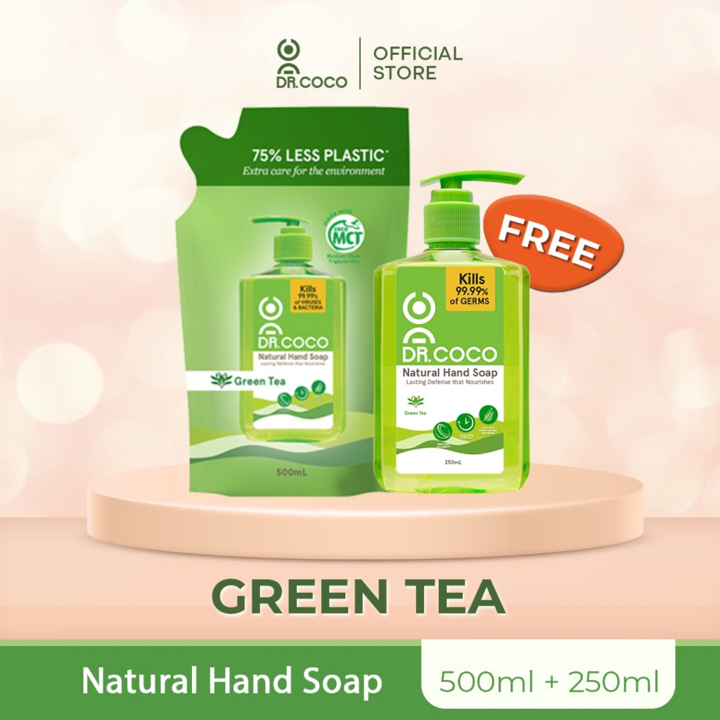 Dr. Coco Hand Soap Green Tea 500ml Ref + Free 250ml GT Promo