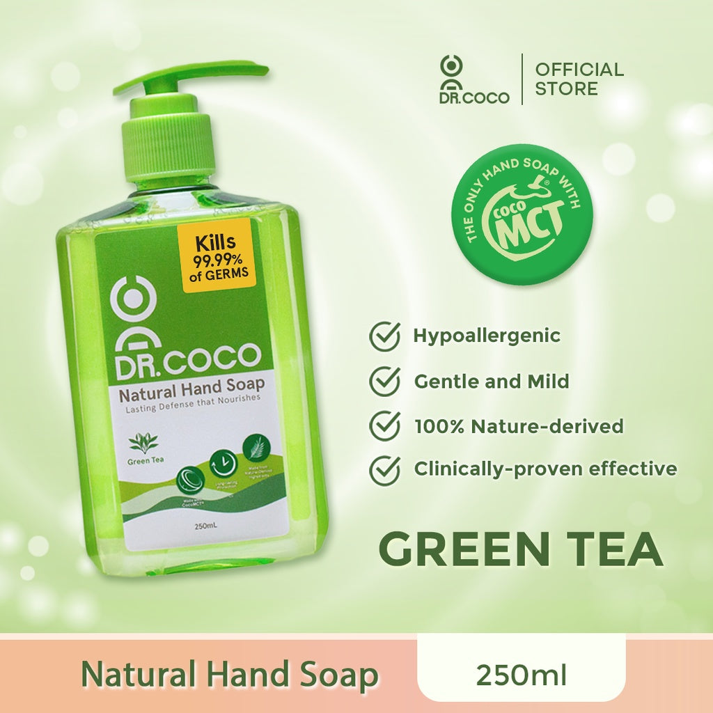 Dr. Coco Natural Hand Wash Soap - Green Tea 250ml Bottle