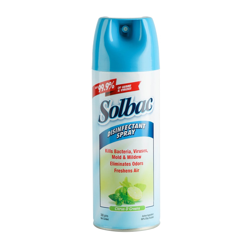 Solbac Disinfectant Spray - Citrus & Greens - 300 gms