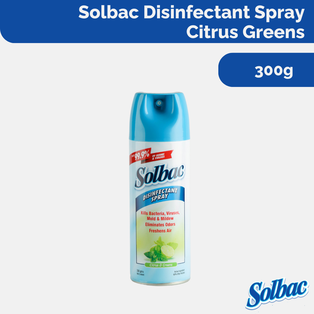 Solbac Disinfectant Spray - Citrus & Greens - 300 gms