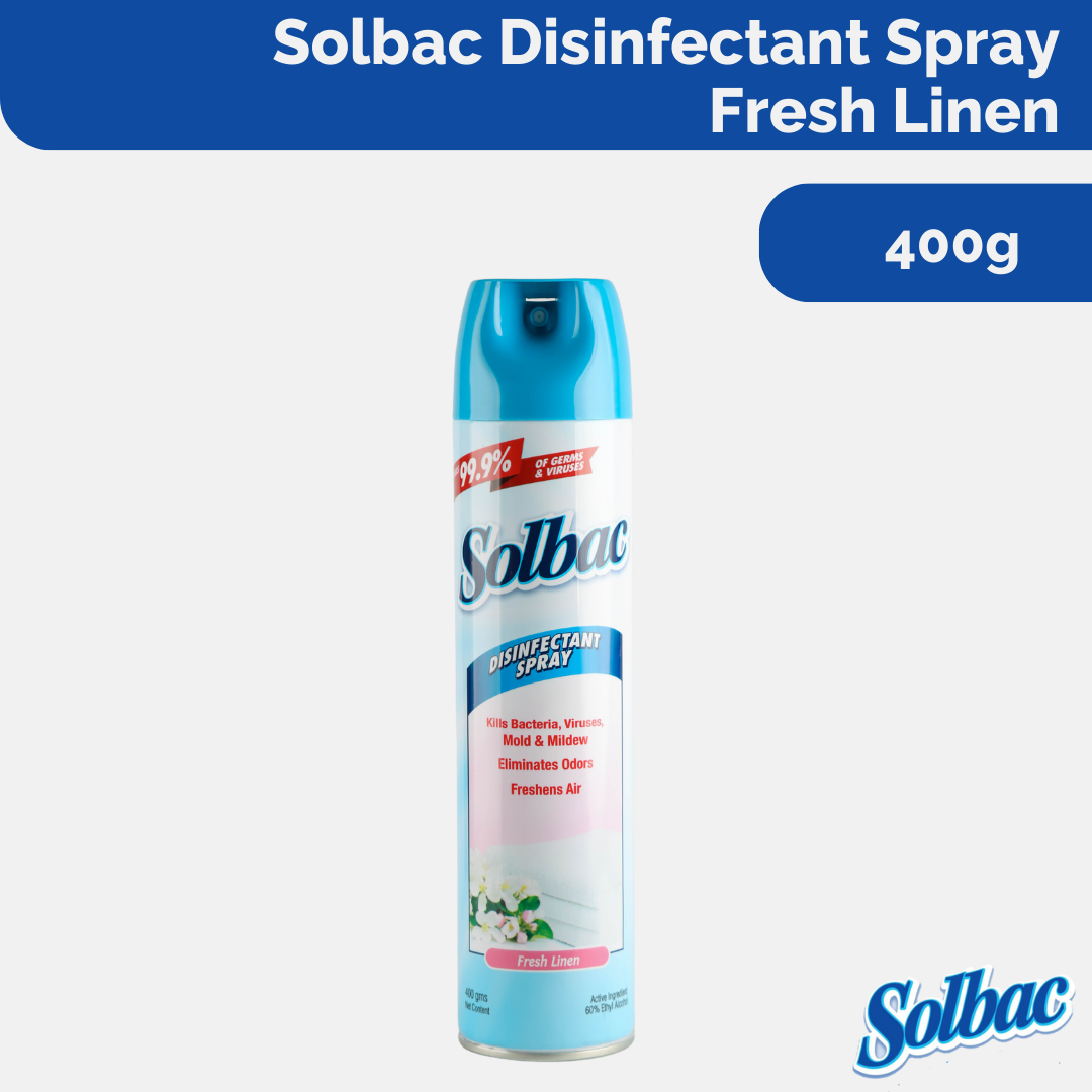 Solbac Disinfectant Spray - Fresh Linen - 400 gms.